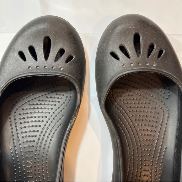 Crocs black ballet kadee flats SIZE 10 Slip On dressy Cutouts Comfortable Womens - Picture 6 of 11